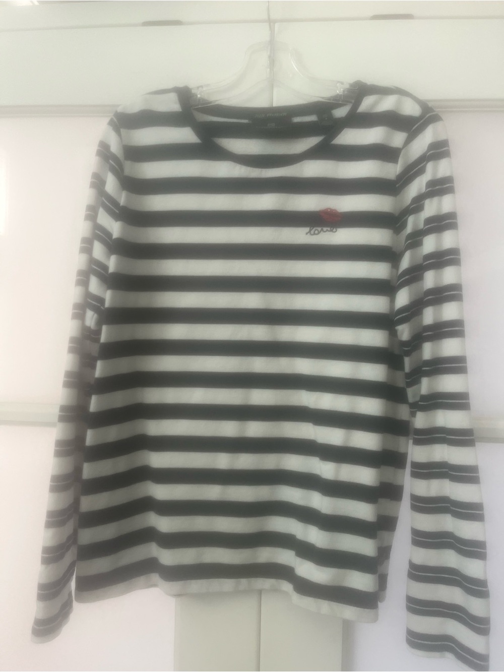 Navy & White Striped Long Sleeve Top